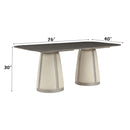 Kasa Dining Table, Sintered Stone Top & Champagne Finish Acme