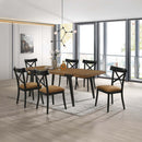Hillary Dining Table w/2 Leaves, Walnut & Black Finish Acme