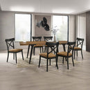 Hillary Dining Table w/2 Leaves, Walnut & Black Finish Acme