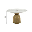 Kala Round Dining Table, Natural Marble Top & Oak Finish Acme