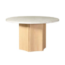 Qwin Round Dining Table w/Marble Top, Cream Acme