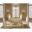 Desiderius Round Dining Table, Antique Gold & Hand-Painted Brown Finish Acme