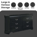 Louis Philippe III 6 Drawers Dresser, Black Finish Acme