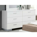 Lorimar 6 Drawers  Dresser, White & Chrome Leg Finish Acme