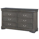 Louis Philippe 6 Drawers  Dresser, Dark Gray Finish Acme