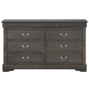 Louis Philippe 6 Drawers  Dresser, Dark Gray Finish Acme
