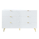 Gaines 6 Drawers  Dresser, White High Gloss Finish Acme
