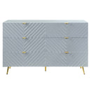 Gaines 6 Drawers  Dresser, Gray High Gloss Finish Acme