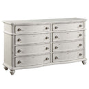 Jaqueline 8 Drawers  Dresser, Antique White Finish Acme
