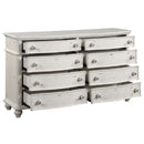 Jaqueline 8 Drawers  Dresser, Antique White Finish Acme