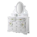 Flora 6 Drawers & 2 Door Dresser, White Finish Acme