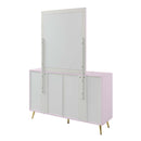 Gaines 6 Drawers  Dresser, Pink High Gloss Finish Acme