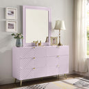 Gaines 6 Drawers  Dresser, Pink High Gloss Finish Acme
