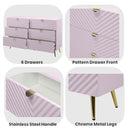 Gaines 6 Drawers  Dresser, Pink High Gloss Finish Acme