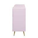 Gaines 6 Drawers  Dresser, Pink High Gloss Finish Acme