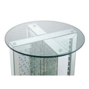 Nysa End Table, Mirrored & Faux Crystals Acme