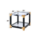 Lafty End Table, Clear Glass & White Brushed Finish Acme