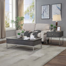 Iban End Table, Gray Oak & Chrome Finish Acme