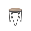 Bage End Table, Weathered Gray Oak & Metal Finish Acme