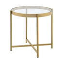 Charrot End Table, Clear Glass Top & Gold Finish Acme