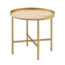 Mithea End Table, Oak Table Top & Gold Finish Acme