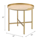 Mithea End Table, Oak Table Top & Gold Finish Acme