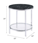 Virlana End Table, Faux Black Marble Top & Chrome Finish Acme