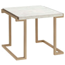 Boice II End Table, Faux Marble Top & Champagne Finish Acme