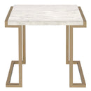 Boice II End Table, Faux Marble Top & Champagne Finish Acme
