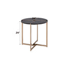 Bromia End Table, Black & Champagne Finish Acme