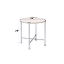 Brecon End Table, White Oak & Chrome Finish Acme