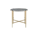 Tainte End Table, Faux Marble Top & Champagne Finish Acme