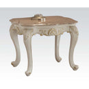 Chantelle End Table, Marble Top & Pearl White Finish Acme