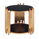 Tanquin End Table, Black Glass & Gold Finish Acme
