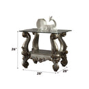 Versailles End Table, Clear Glass & Antique Platinum Finish Acme