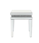 Lotus End Table, Mirrored & Faux Ice Cube Crystals Acme