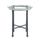 Brantley End Table, Clear Glass & Sandy Gray Finish Acme