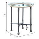 Brantley End Table, Clear Glass & Sandy Gray Finish Acme