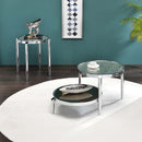 Abbe End Table, Glass & Chrome Finish Acme