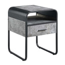 Raziela End Table, Concrete Gray & Black Finish Acme