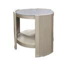 Kasa End Table, Sintered Stone & Champagne Finish Acme