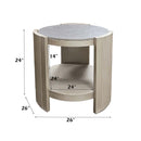 Kasa End Table, Sintered Stone & Champagne Finish Acme