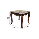 Nayla End Table, Natural Marble Top & Cherry Finish Acme