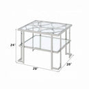 Kalan End Table, Glass & Silver Finish Acme