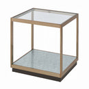 Kaia End Table, Glass & Gold Finish Acme