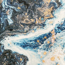 Lyda End Table, Blue Marble Print & Chrome Finish Acme