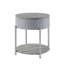Yukino End Table, Gray High Gloss & Chrome Finish Acme