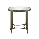 Aditya End Table, Mirrored & Antique Brass Finish Acme