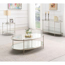 Zaba End Table, Glass Top & Champagne Finish Acme