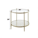 Zaba End Table, Glass Top & Champagne Finish Acme